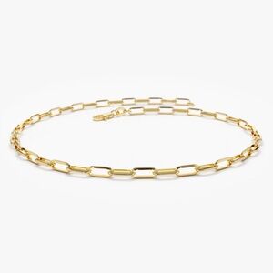 Ferko’s 14k Solid Gold Tiny Paper Clip Link Bracelet - 7in